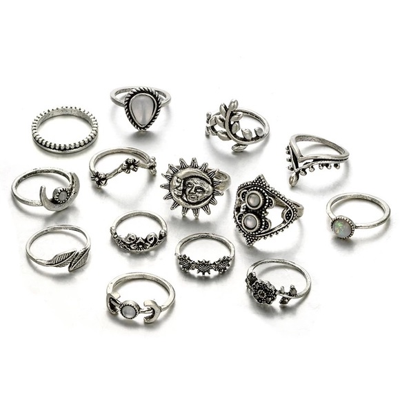 3/$25⚡️sun moon flower boho stackable ring set - Picture 5 of 12
